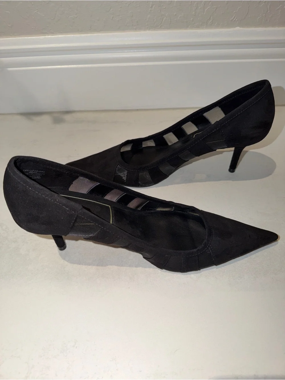 ZARA Black Pointed-Toe Cutout Heels